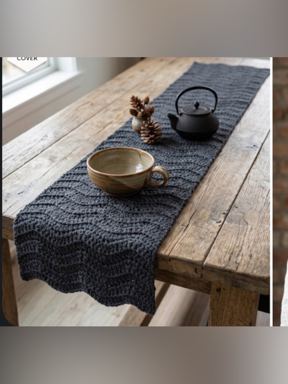 Handmade Crochet Knit Scarf / Table Runner / Boho Wall Hanging 70”